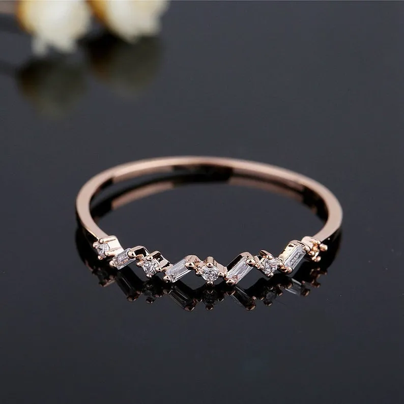 0.22CT Round Shape Moissanite Engagement Ring Rose Gold Unique Cluster Emerald Diamond wedding Jewelry For Anniversary gift for Her On Etsy