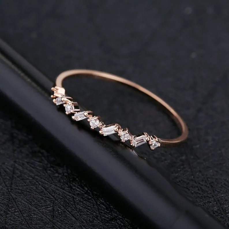 0.22CT Round Shape Moissanite Engagement Ring Rose Gold Unique Cluster Emerald Diamond wedding Jewelry For Anniversary gift for Her On Etsy
