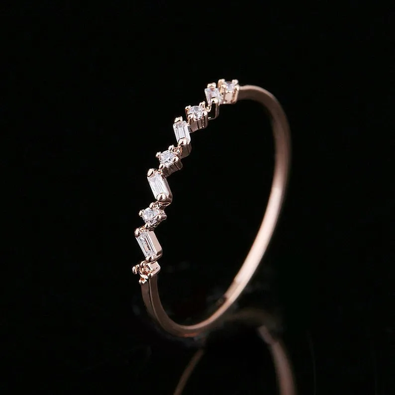 0.22CT Round Shape Moissanite Engagement Ring Rose Gold Unique Cluster Emerald Diamond wedding Jewelry For Anniversary gift for Her On Etsy