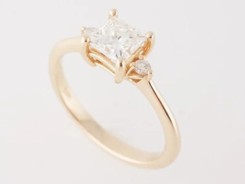 1.00CT Princess cut Esdomera Moissanite pave ring, Unique Love Ring, 14k White Gold Ring, Diamond wedding ring, bridal jewelry gifts