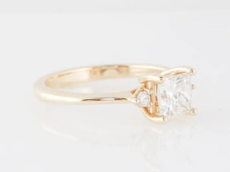 1.00CT Princess cut Esdomera Moissanite pave ring, Unique Love Ring, 14k White Gold Ring, Diamond wedding ring, bridal jewelry gifts