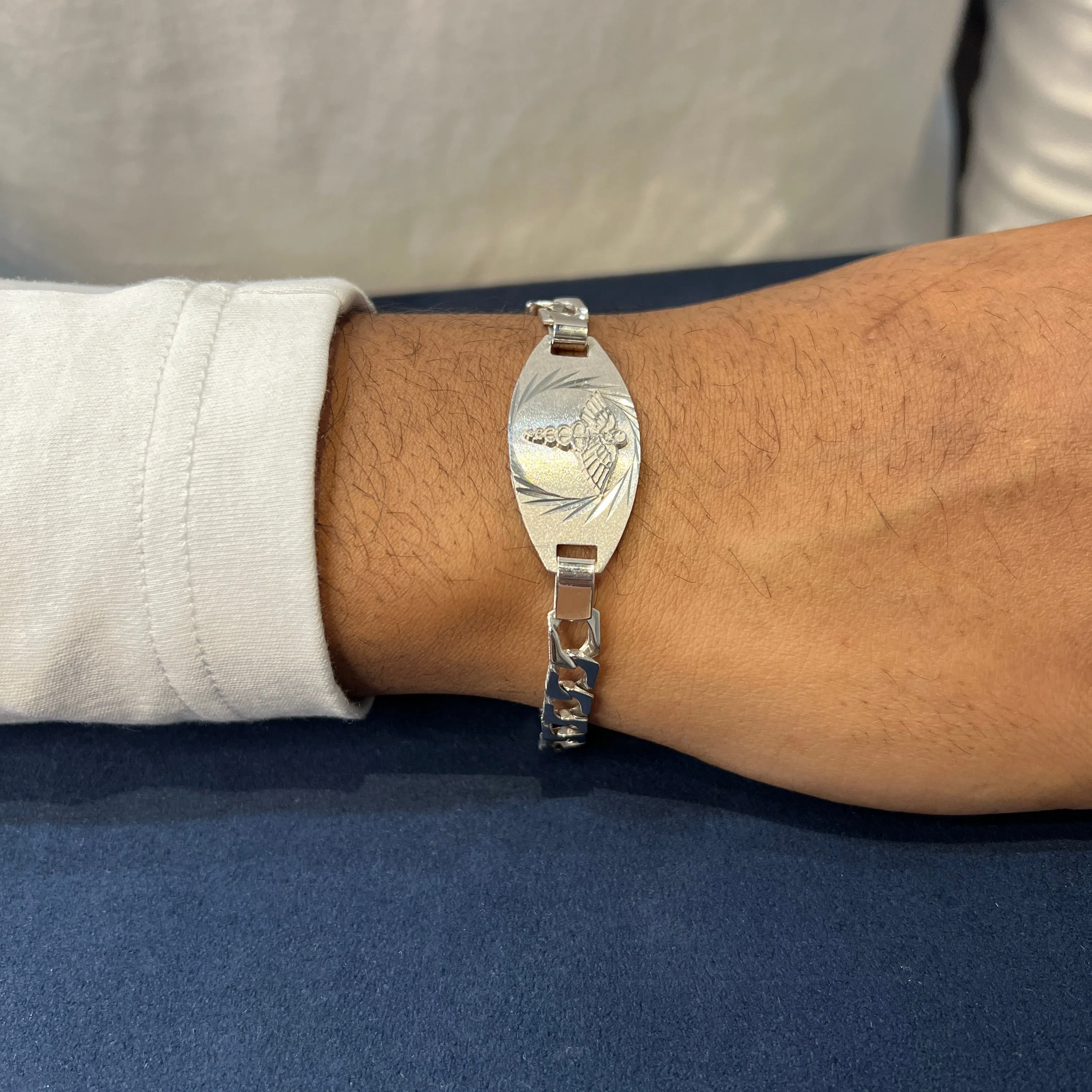 10K White Gold Men's  Medical ID Bracelet