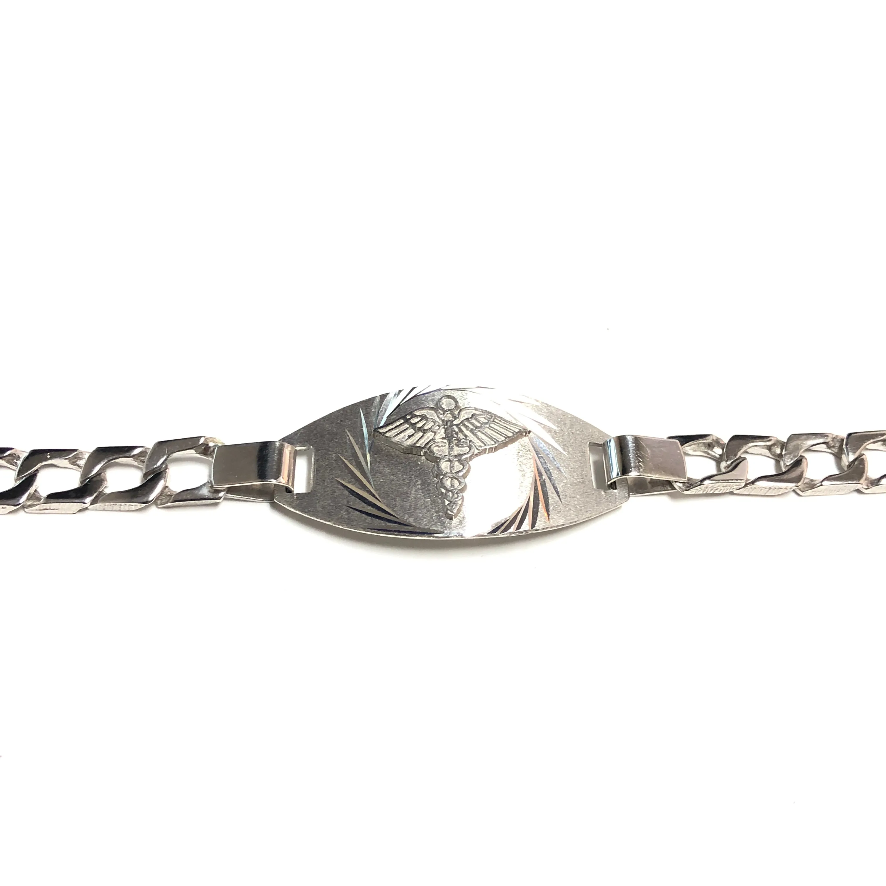 10K White Gold Men's  Medical ID Bracelet
