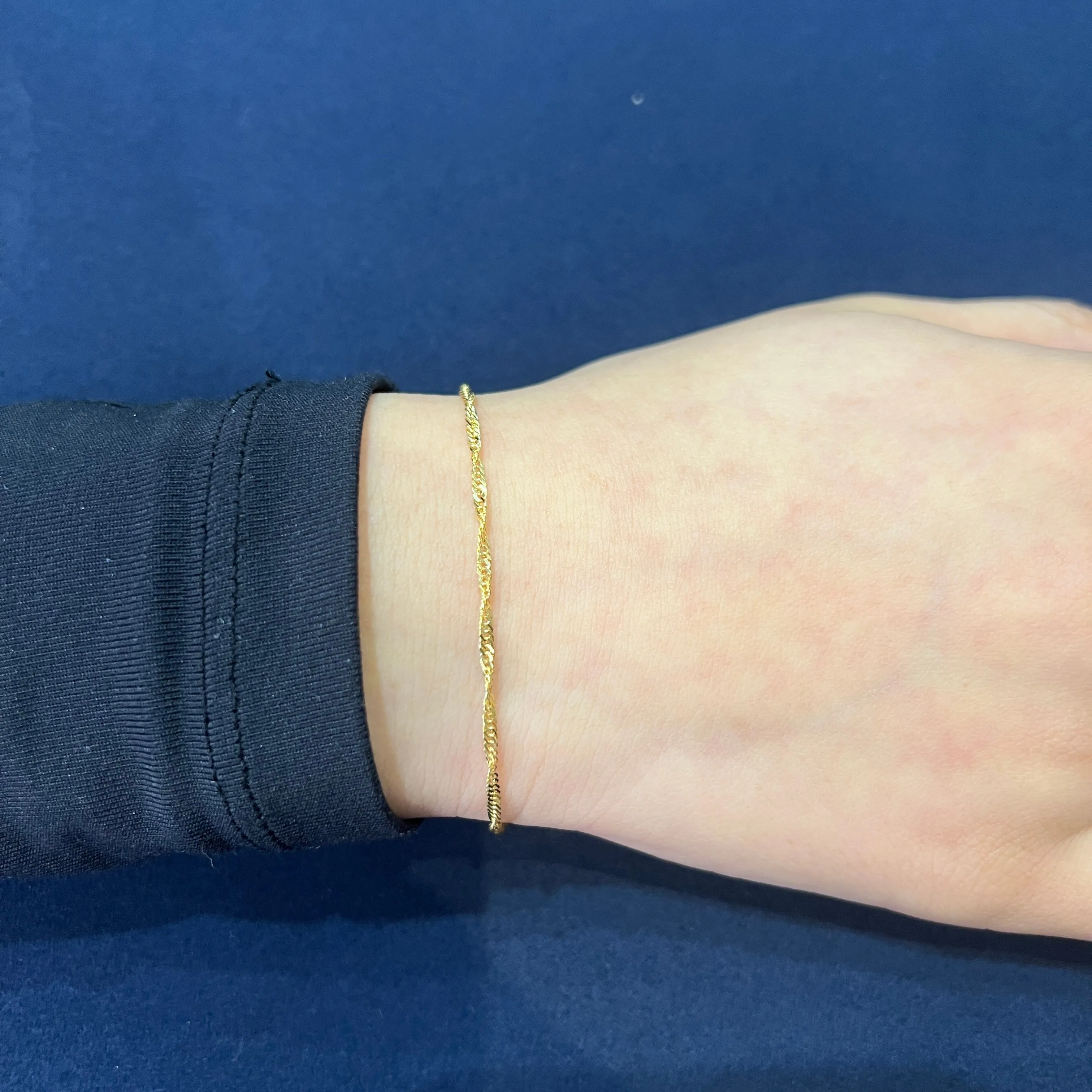 10K Yellow Gold (1.7mm) Singapore Bracelet 7.5"