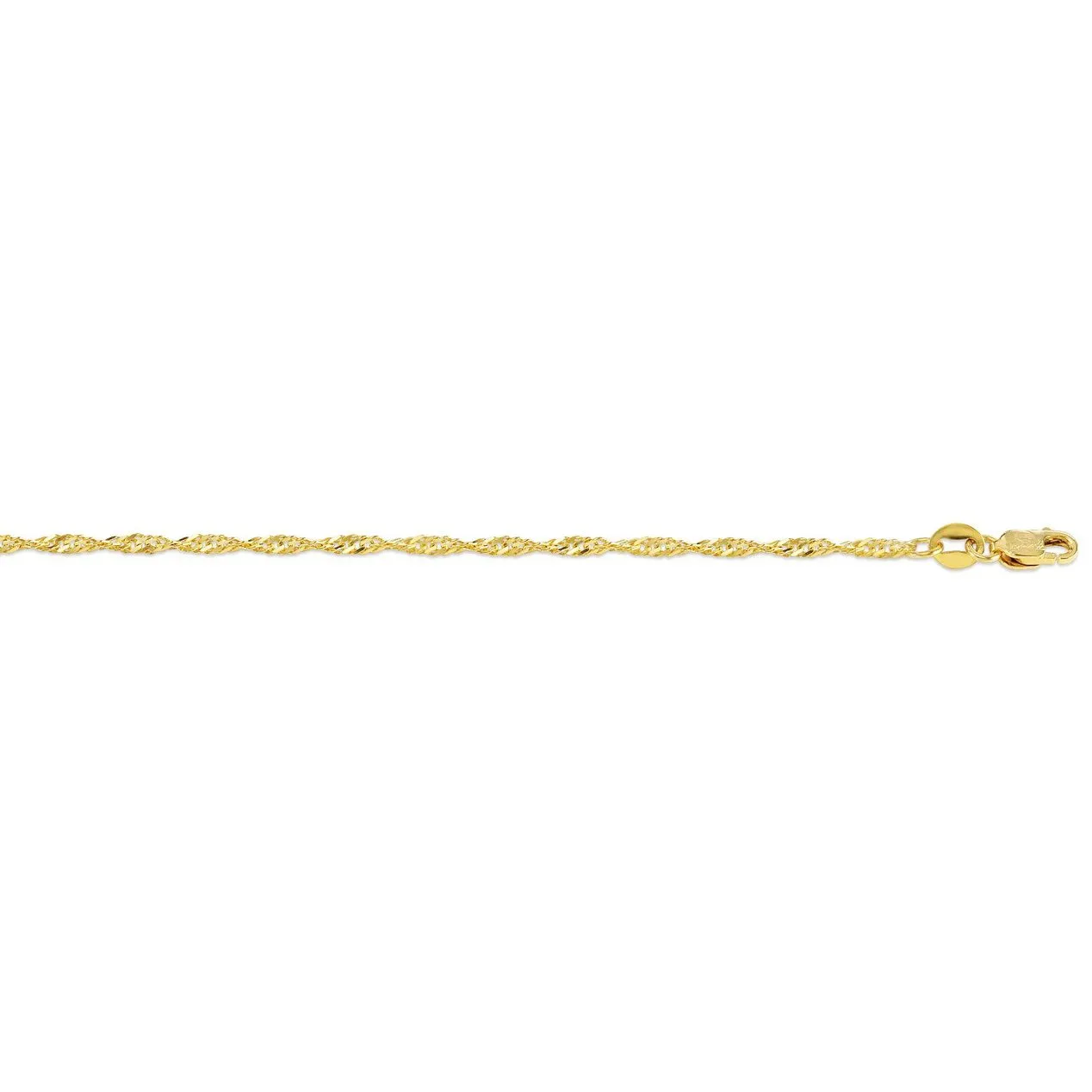 10K Yellow Gold (1.7mm) Singapore Bracelet 7.5"