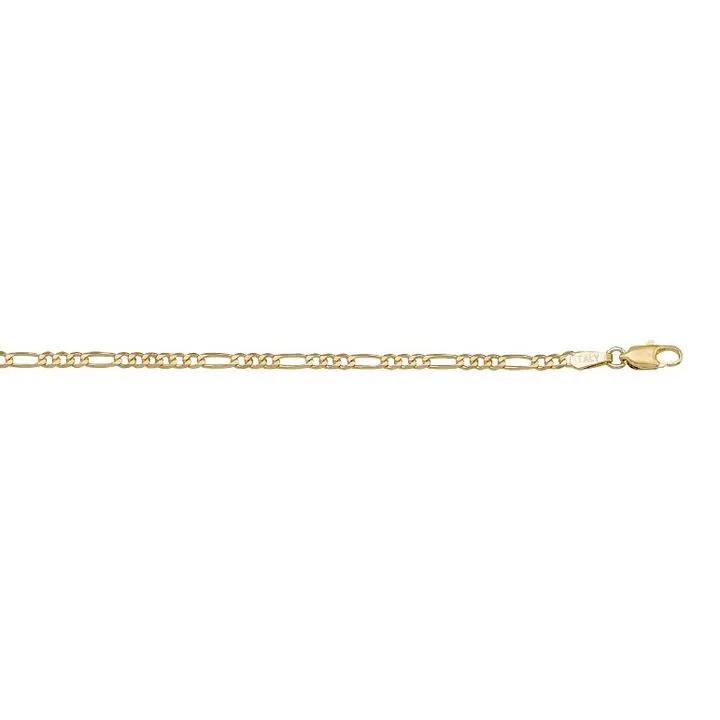 10K Yellow Gold (3mm) Figaro Bracelet 7.5"