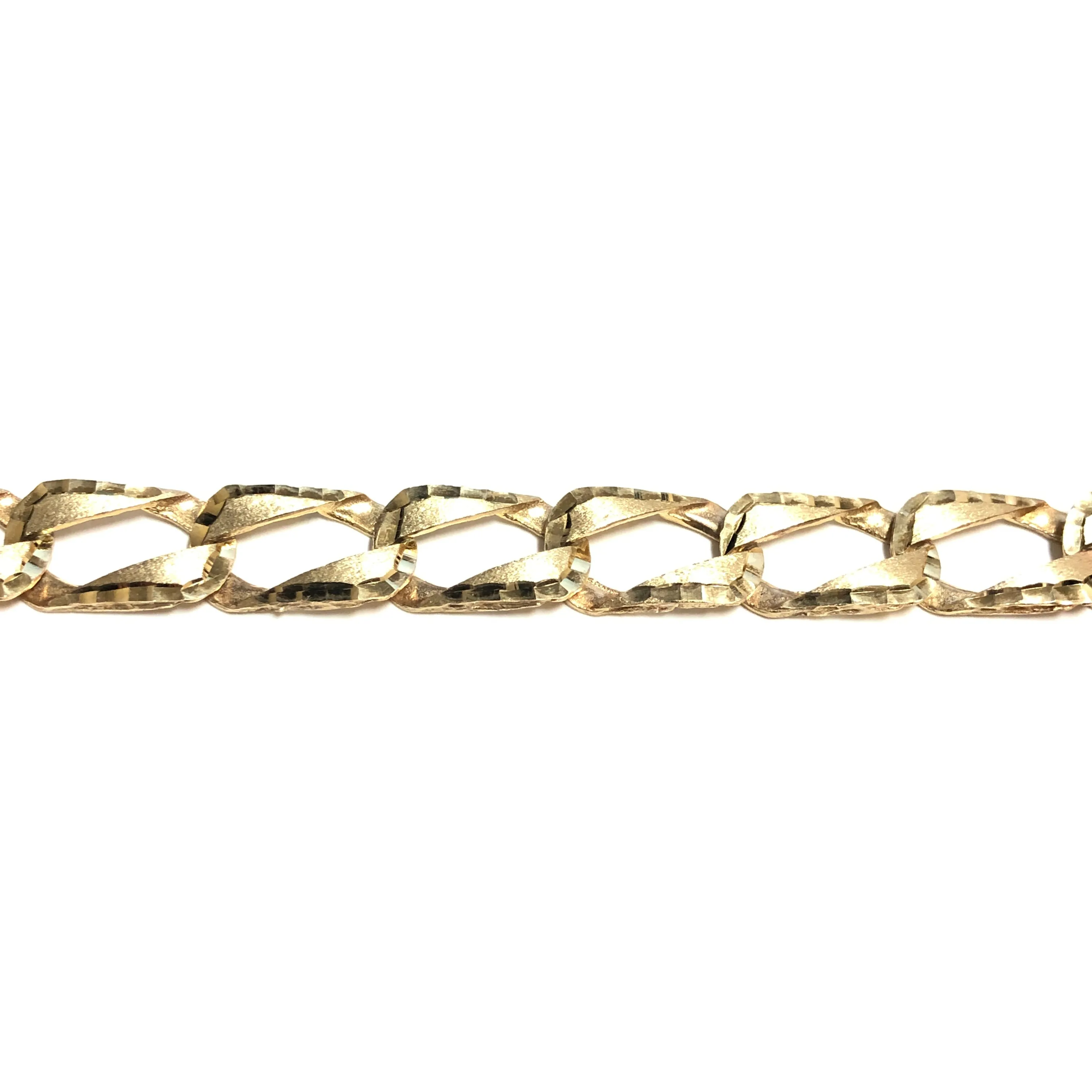 10K Yellow Gold (9mm) Diamond Cut Curb Bracelet 8.5"