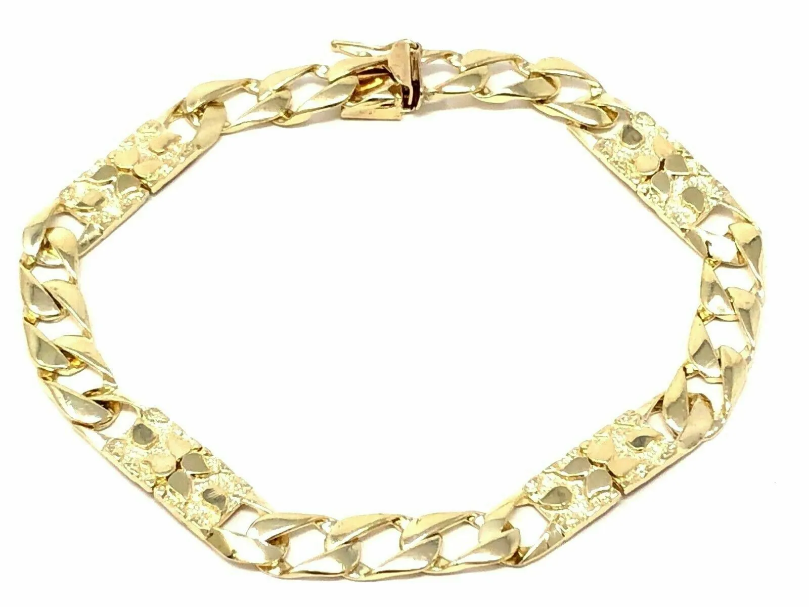 10k Yellow Gold Cuban Nugget Bracelet 8" 6.5mm 11.5 grams