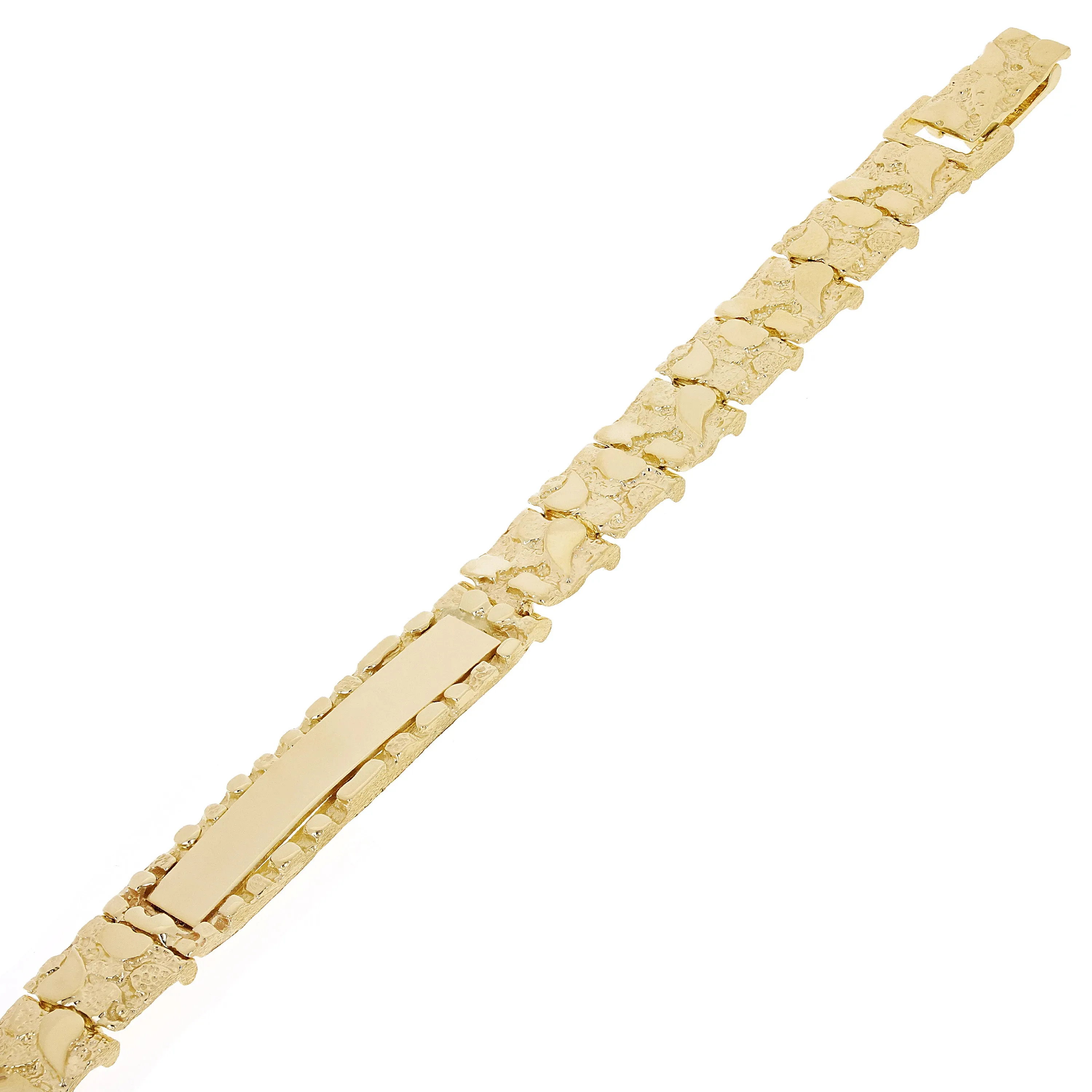 10k Yellow Gold Solid Nugget ID Bracelet 7" - 9" 9.8mm
