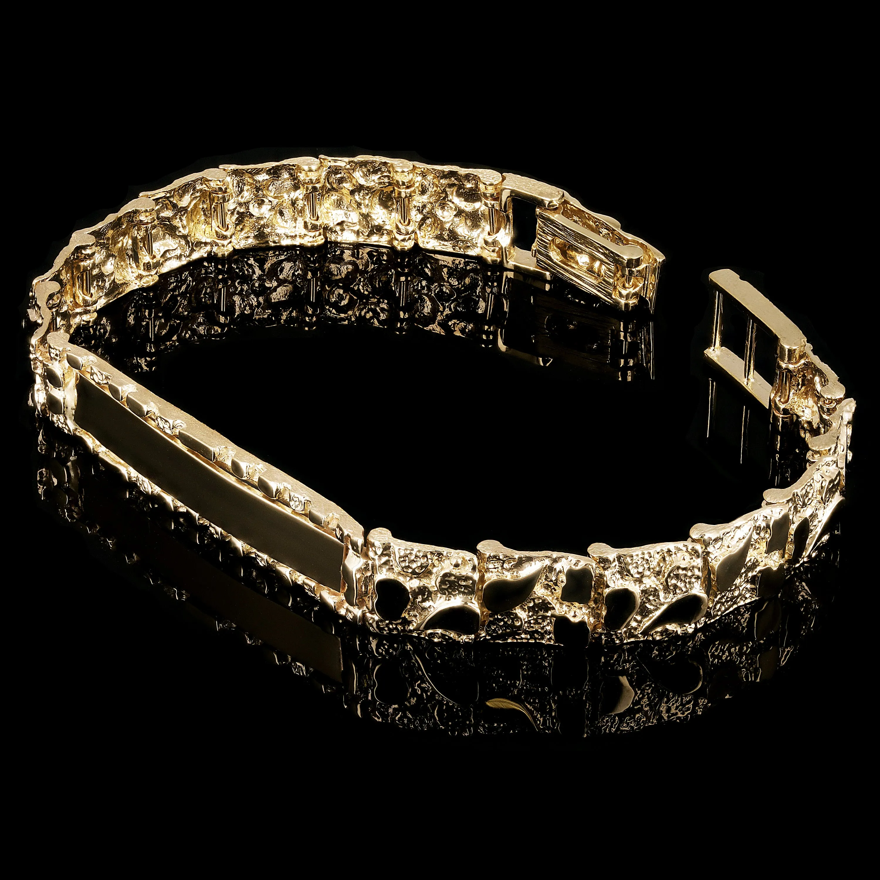 10k Yellow Gold Solid Nugget ID Bracelet 7" - 9" 9.8mm