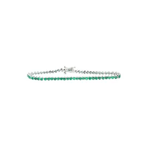 14 Karat White Gold Emerald Tennis Bracelet