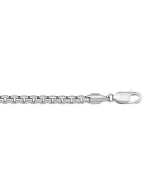 14 Karat White Gold Hollow Box 3.6 mm Italian Bracelet