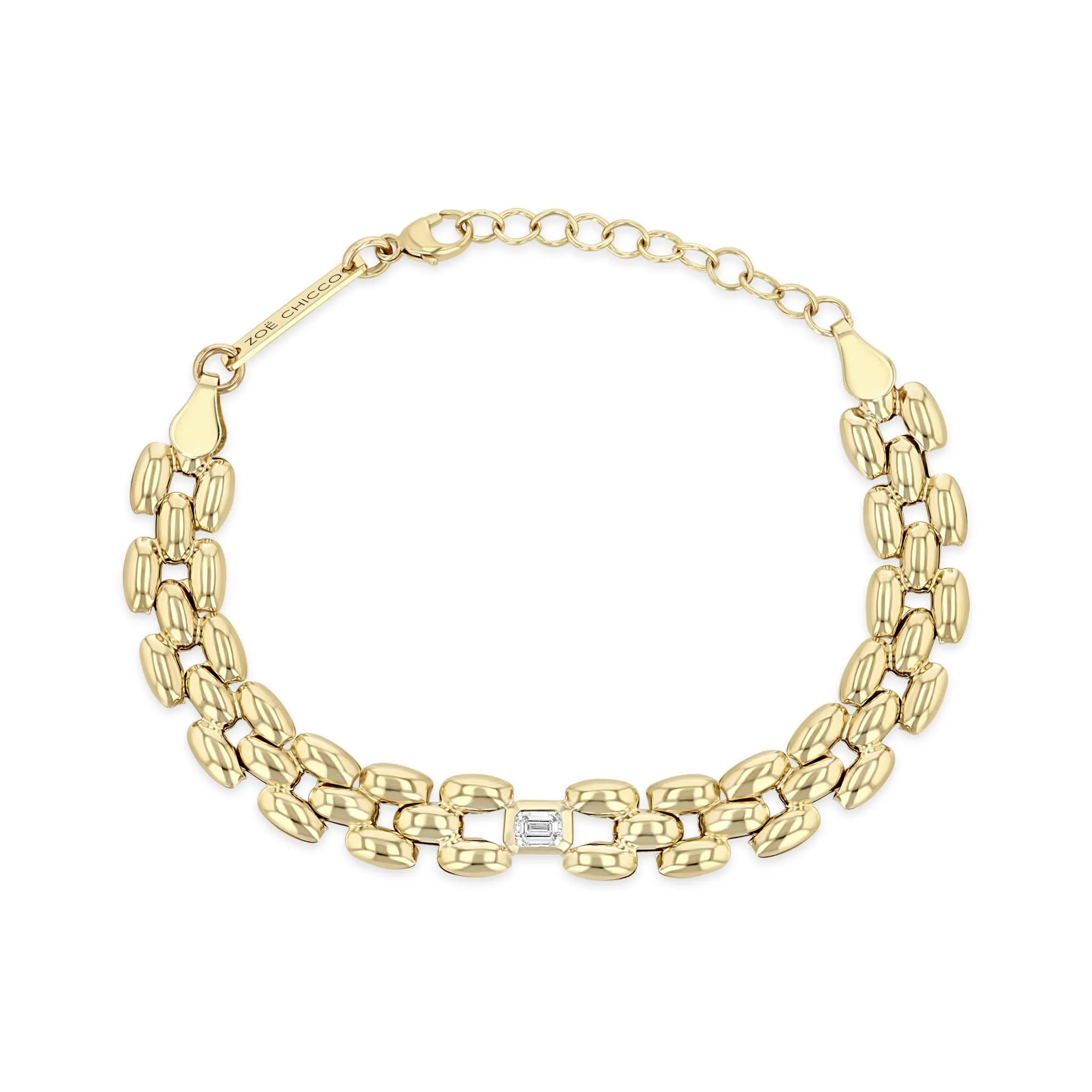 14k Emerald Cut Diamond Medium Panther Chain Bracelet