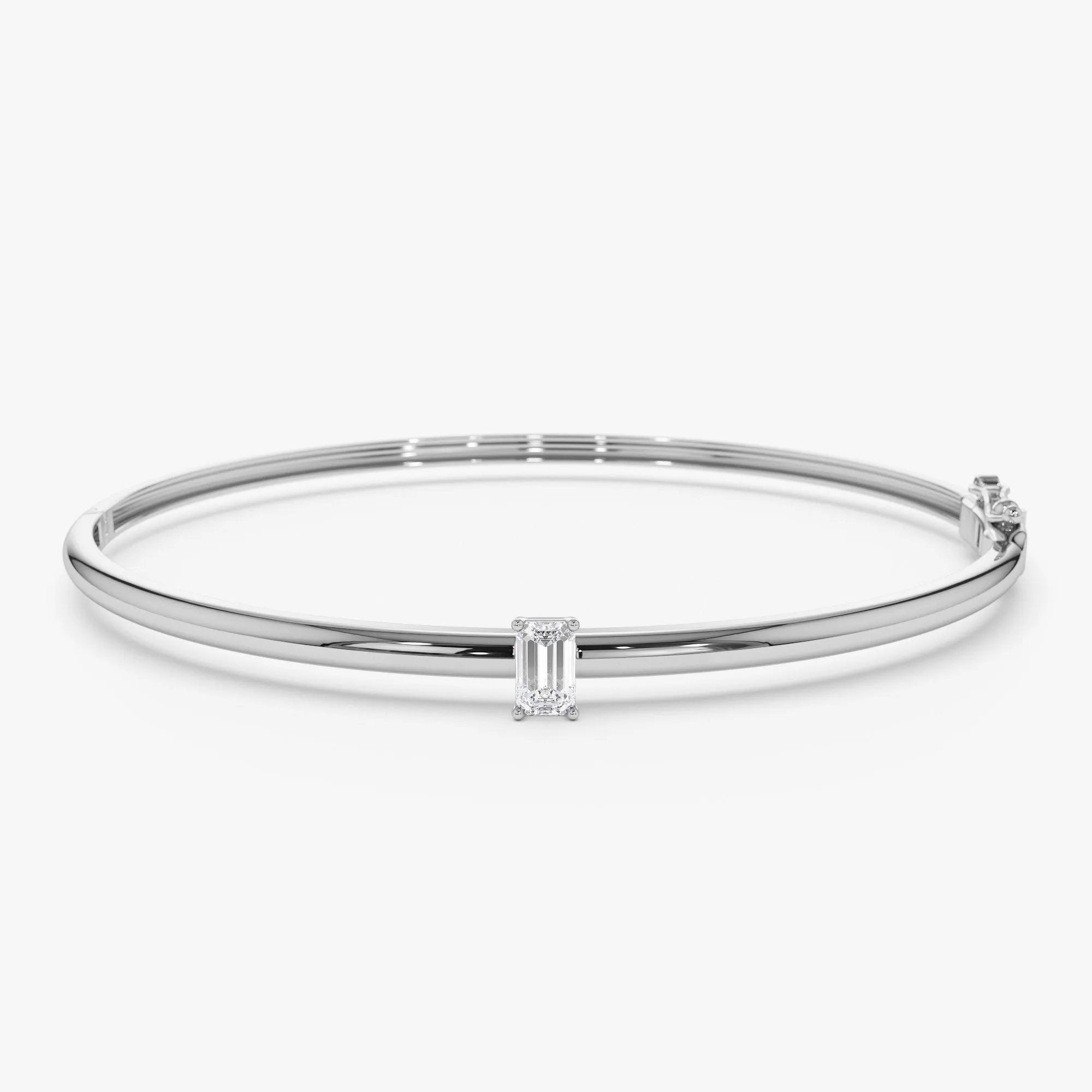 14K Emerald Shape Diamond Solitare Bangle