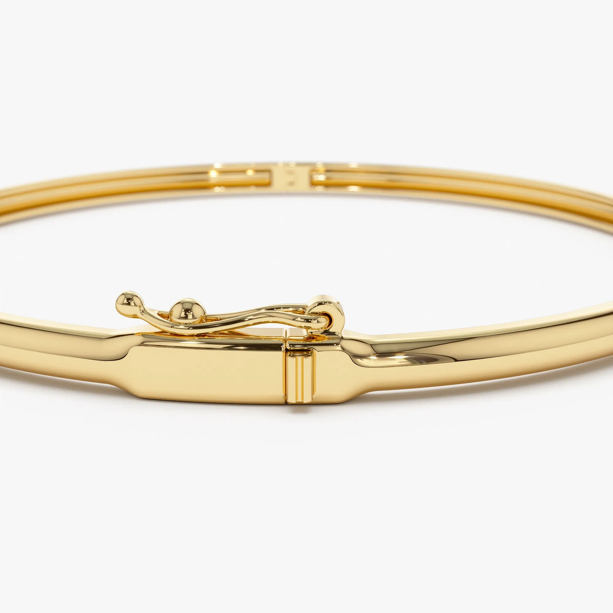 14K Emerald Shape Diamond Solitare Bangle