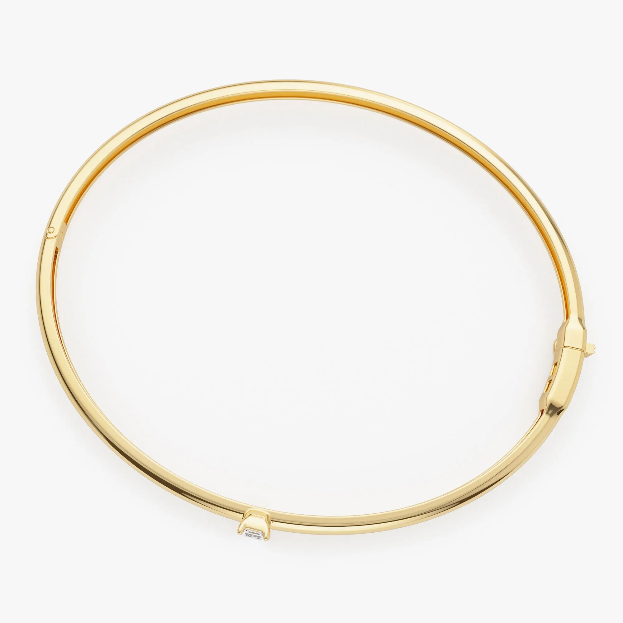 14K Emerald Shape Diamond Solitare Bangle