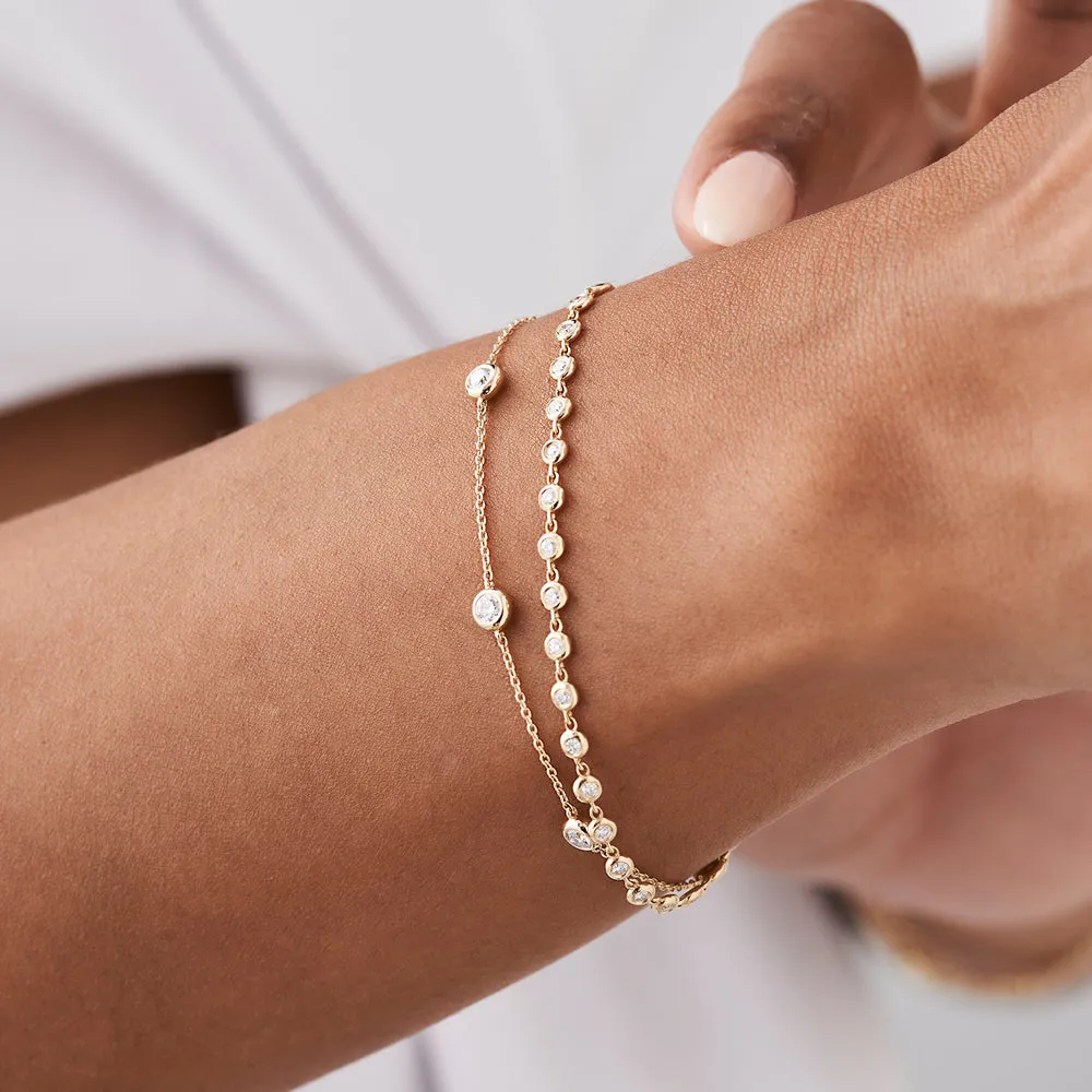14K Gold 5 Stone 0.50ctw Diamond by The Yard Solitaire Bracelet