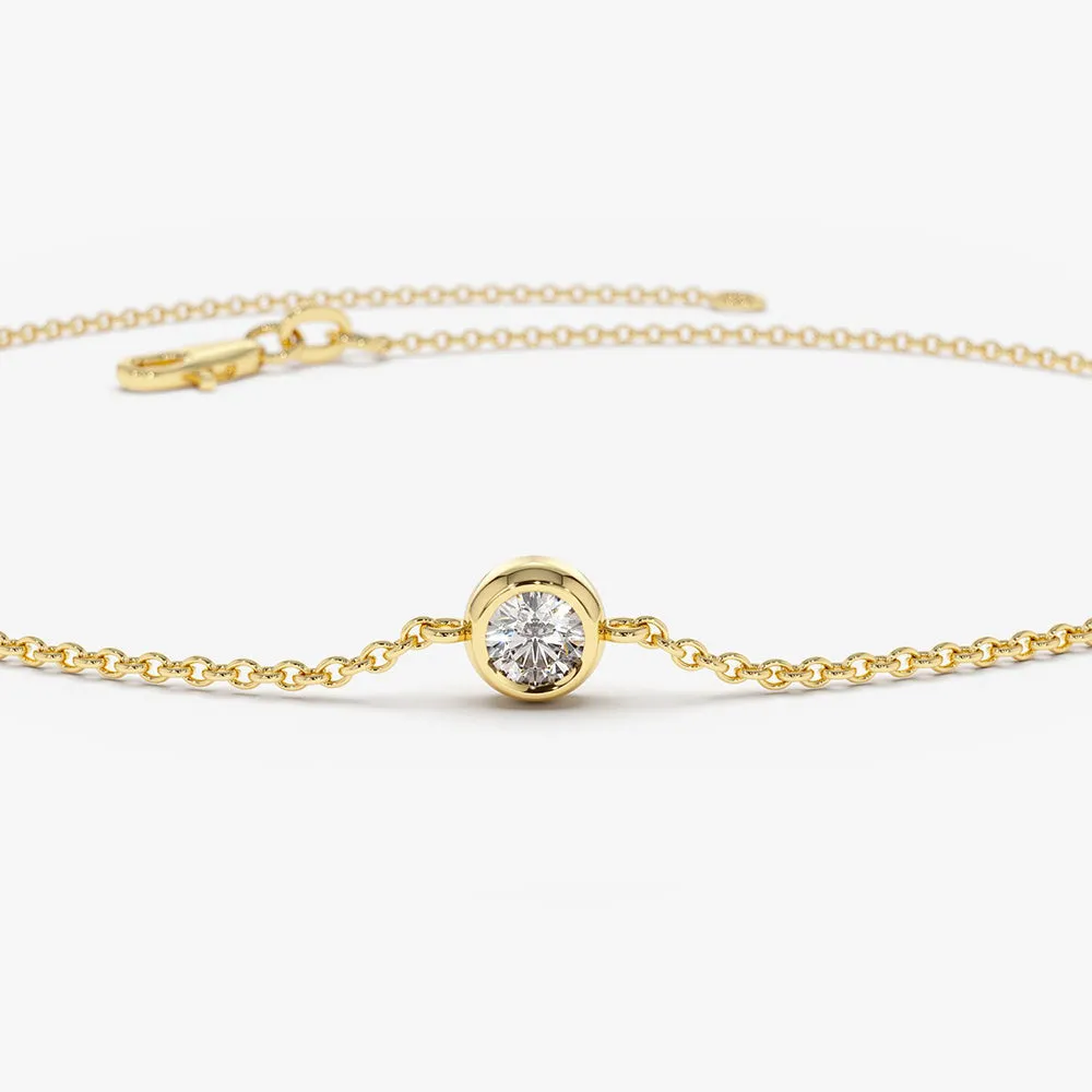 14K Gold 5 Stone 0.50ctw Diamond by The Yard Solitaire Bracelet