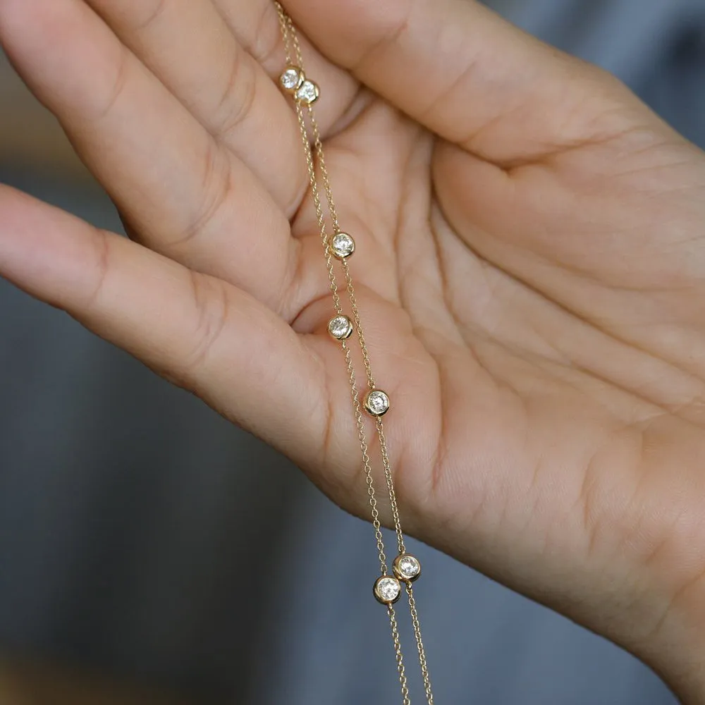 14K Gold 5 Stone 0.50ctw Diamond by The Yard Solitaire Bracelet