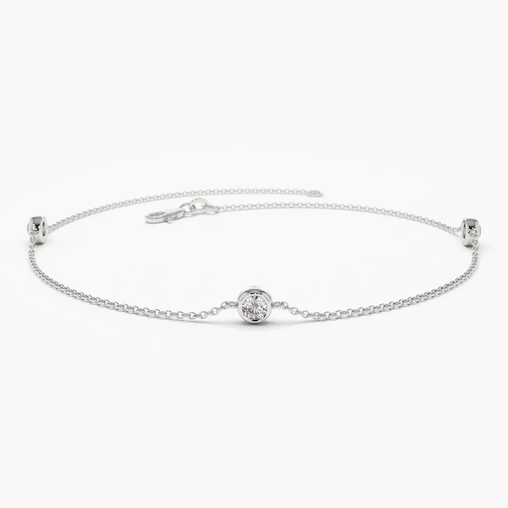 14K Gold 5 Stone 0.50ctw Diamond by The Yard Solitaire Bracelet