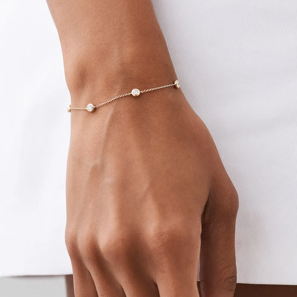 14K Gold 5 Stone 0.50ctw Diamond by The Yard Solitaire Bracelet