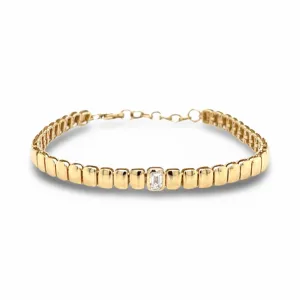 14K Gold Emerald Shape Bracelet