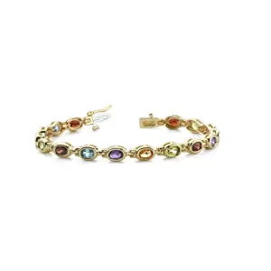 14k Gold Oval Semi Precious Bracelet (6.40.cts.tw)