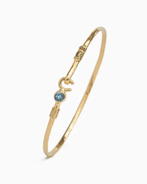 14K Gold The Hook Bracelet with Stone, 2mm - London Blue Topaz