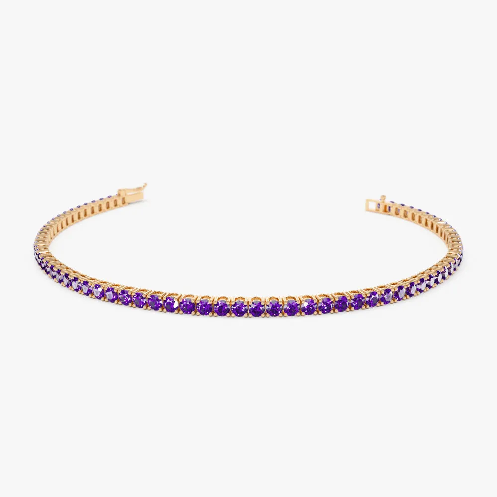 14k Prong Setting Amethyst Tennis Bracelet