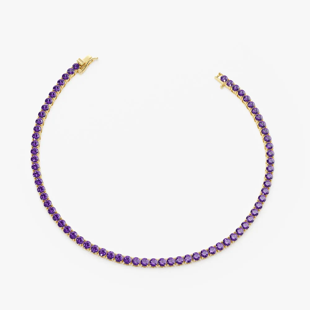 14k Prong Setting Amethyst Tennis Bracelet