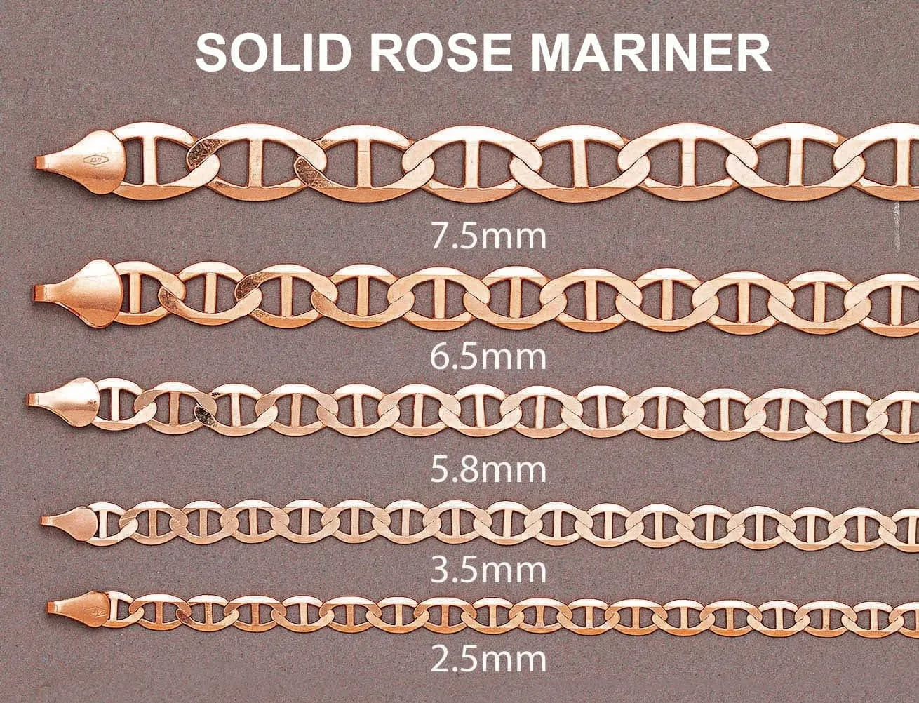 14K Rose Gold Bracelet Solid Mariner