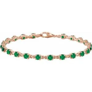14K Rose Lab-Grown Emerald 7 1/4" Line Bracelet
