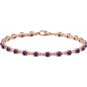 14K Rose Natural Amethyst 7 1/4" Line Bracelet