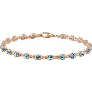14K Rose Natural Sky Blue Topaz 7 1/4" Line Bracelet