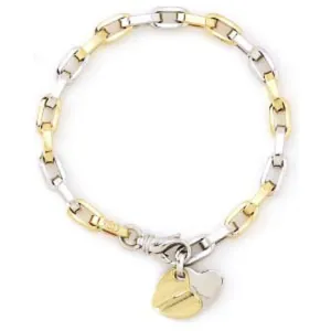 14k Two-Tone Gold Dangle Heart-shaped Bracelet (14.0.gr.tw)
