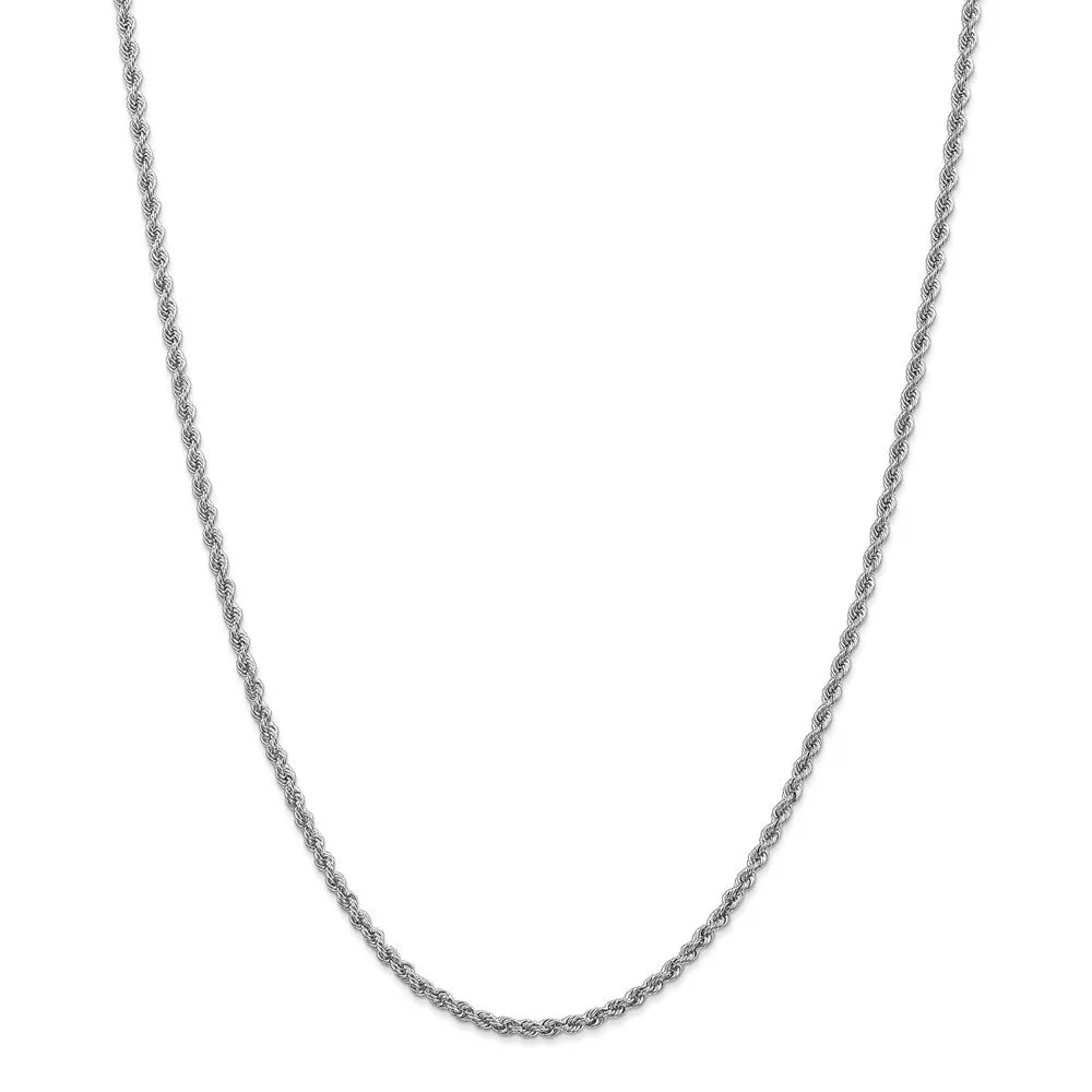 14k White Gold 2.5mm Regular Rope Chain
