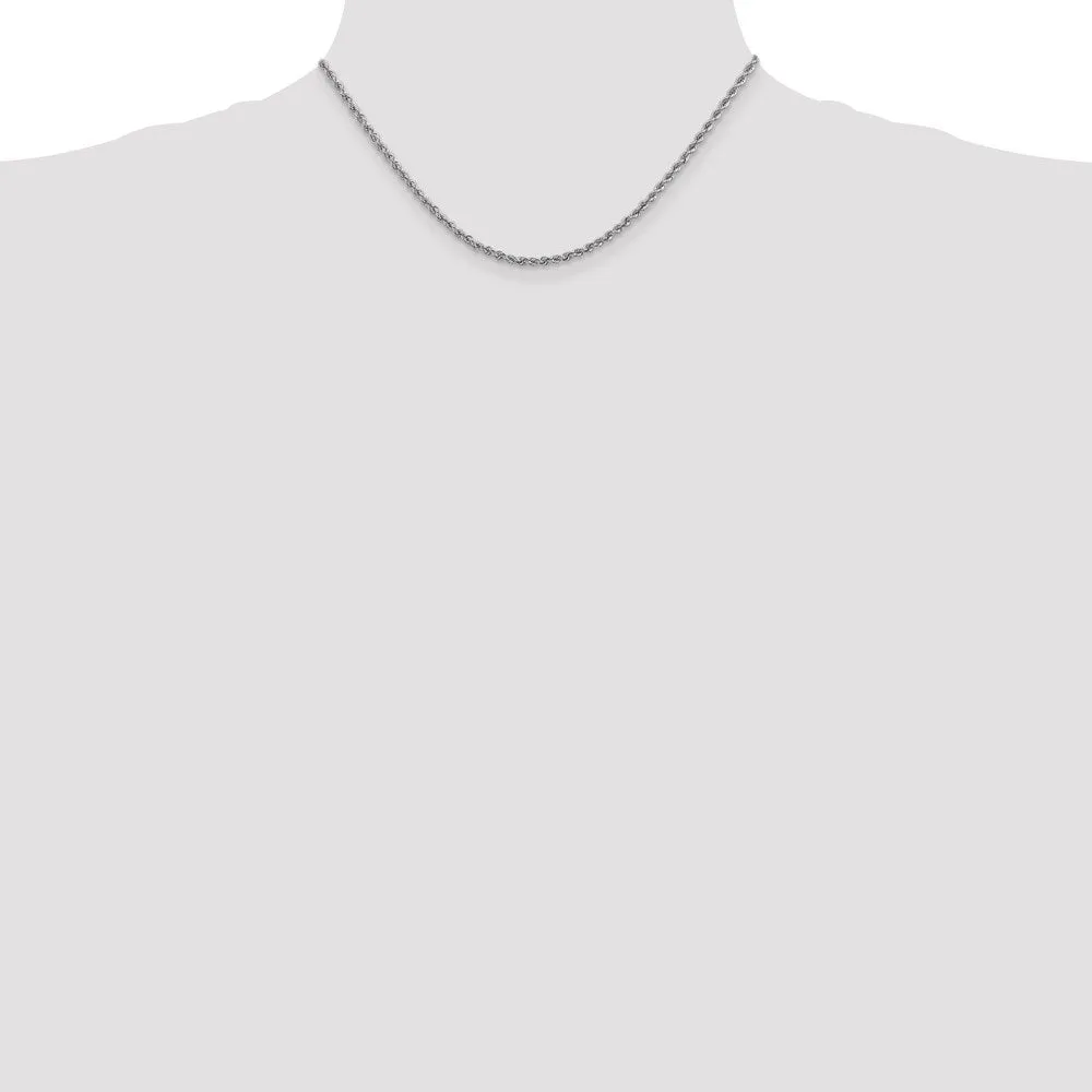 14k White Gold 2.5mm Regular Rope Chain