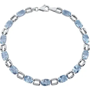 14k White Gold 7x5mm Oval Sky Blue Topaz 7" Bracelet