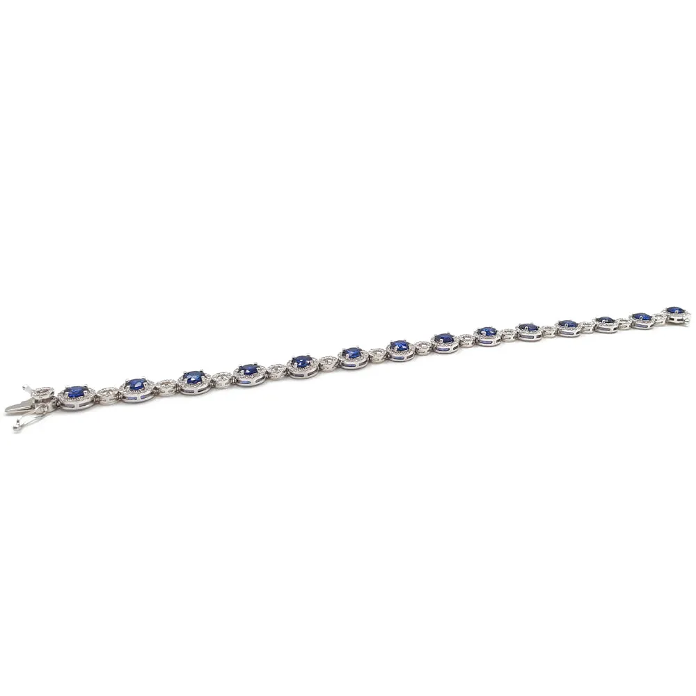 14K White Gold Diamond Sapphire Bracelet