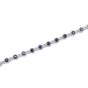 14K White Gold Diamond Sapphire Bracelet