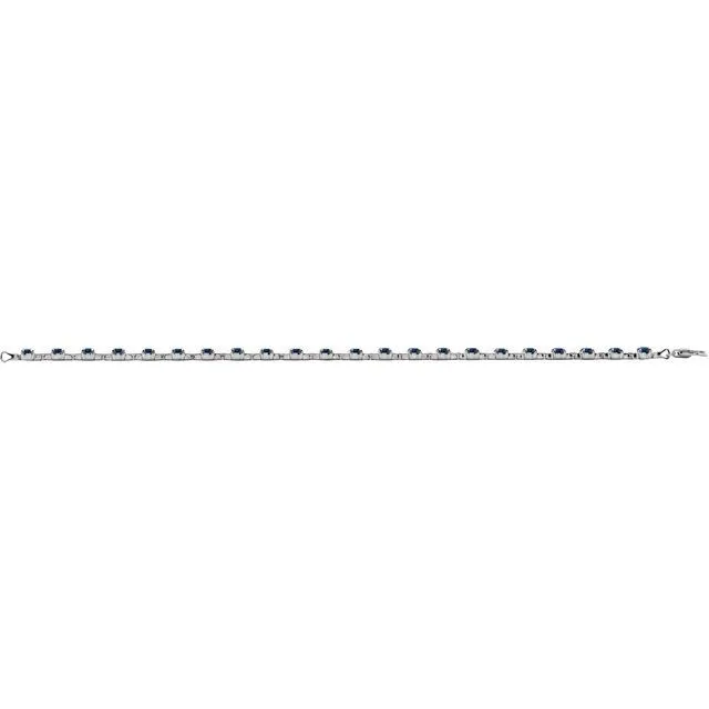 14K White Gold Lab-Grown Blue Sapphire 7 1/4" Line Bracelet