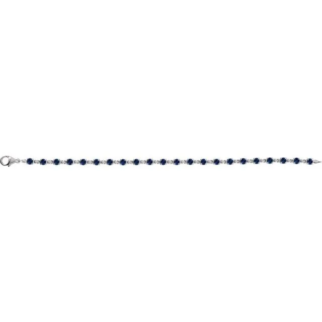 14K White Gold Lab-Grown Blue Sapphire 7 1/4" Line Bracelet
