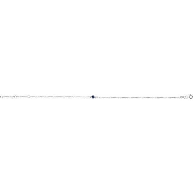 14K White Gold Natural Blue Sapphire Bezel-Set Solitaire 6 1/2-7 1/2" Bracelet