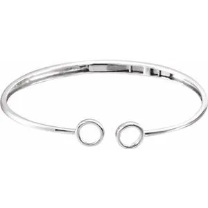 14K White Hinged Circle Cuff 7" Bracelet