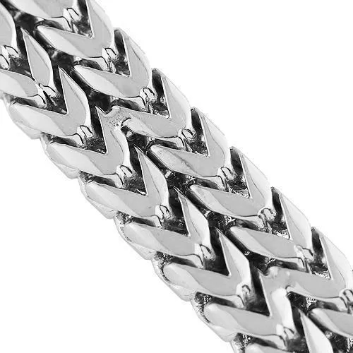 14K White Solid Gold Mens Double Row Franco Style Bracelet 11 mm