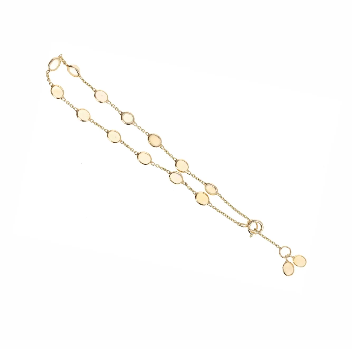 14K Yellow Gold 2.04 Carat Opal Bezel Station Bracelet