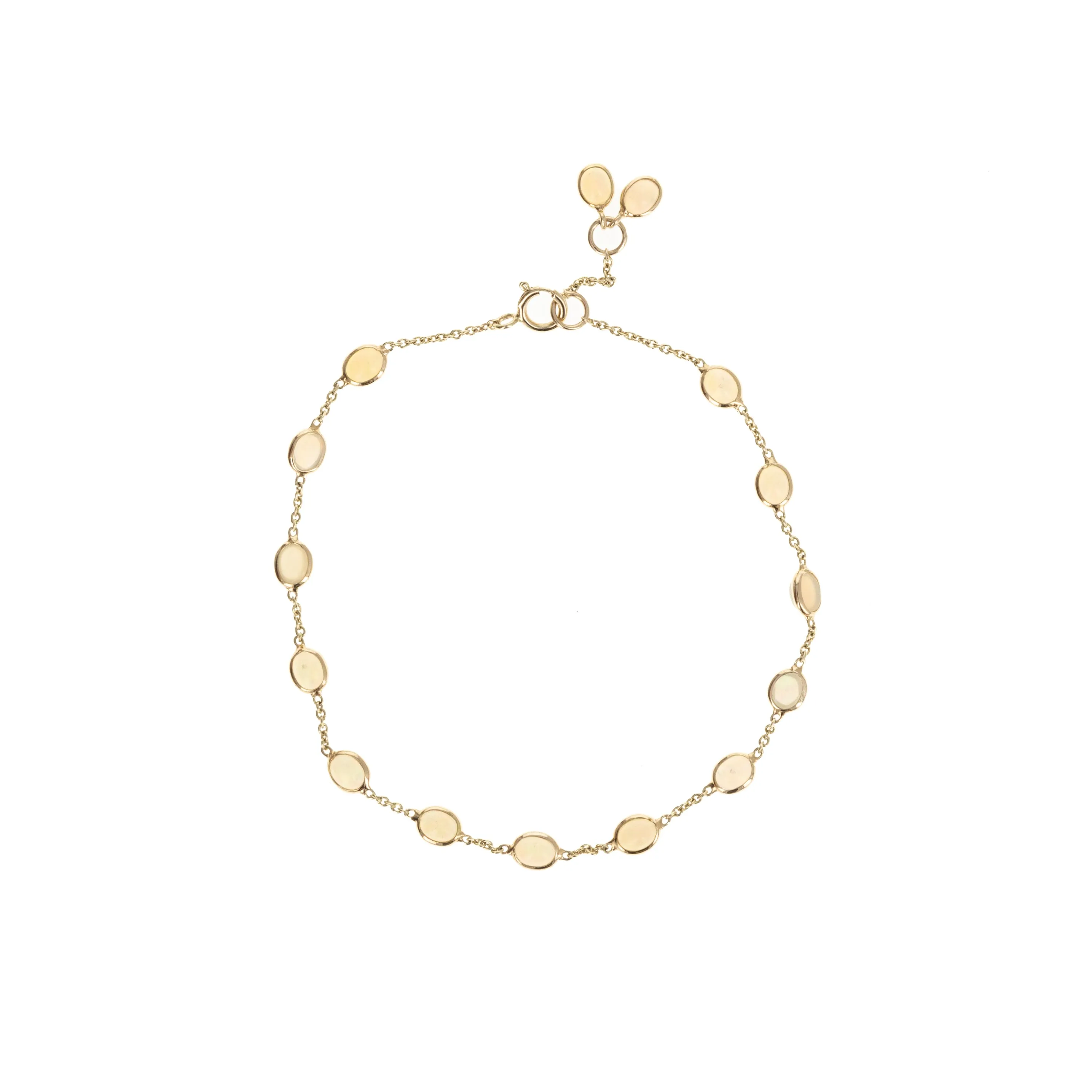 14K Yellow Gold 2.04 Carat Opal Bezel Station Bracelet