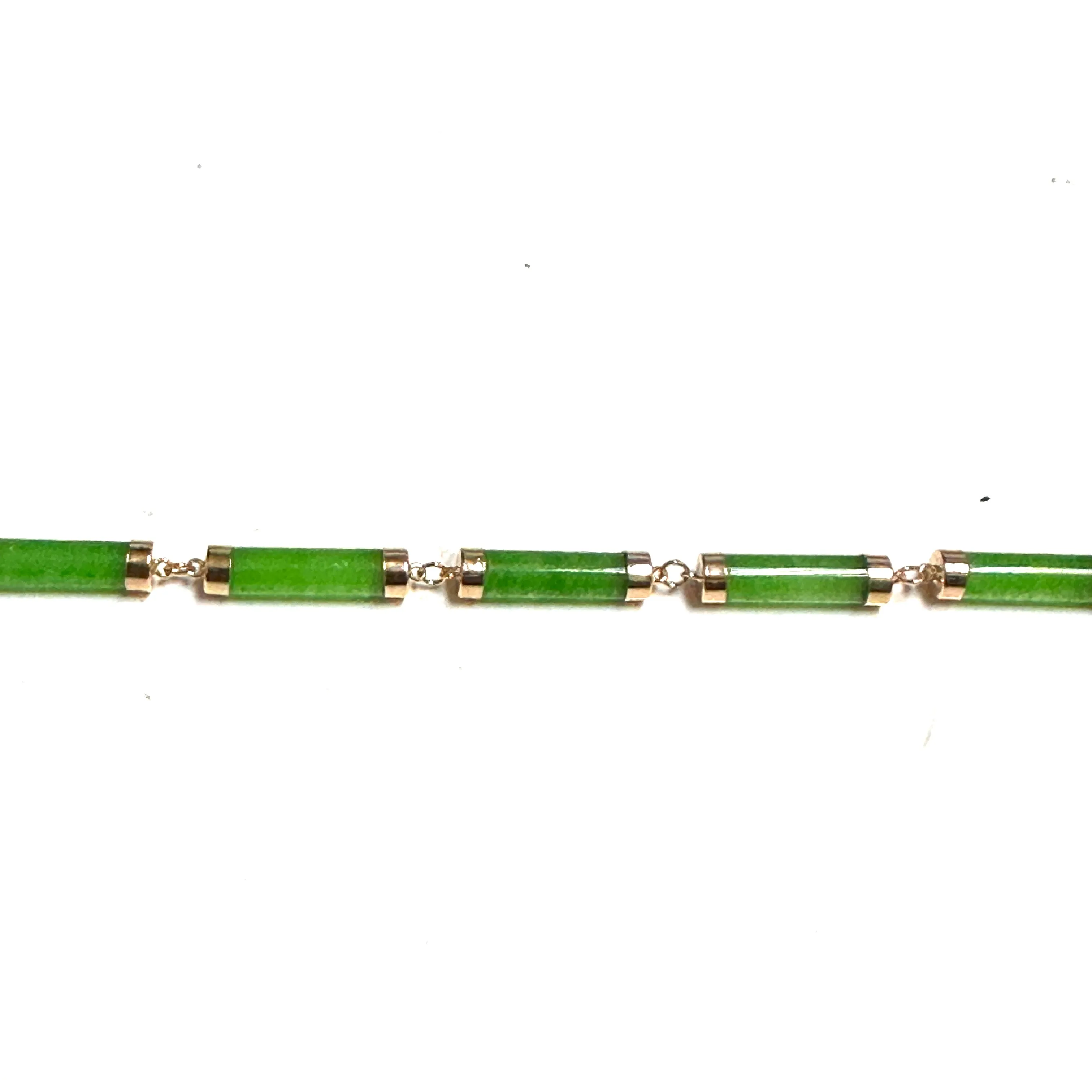 14K Yellow Gold (4mm) Jade Bracelet 7.5"