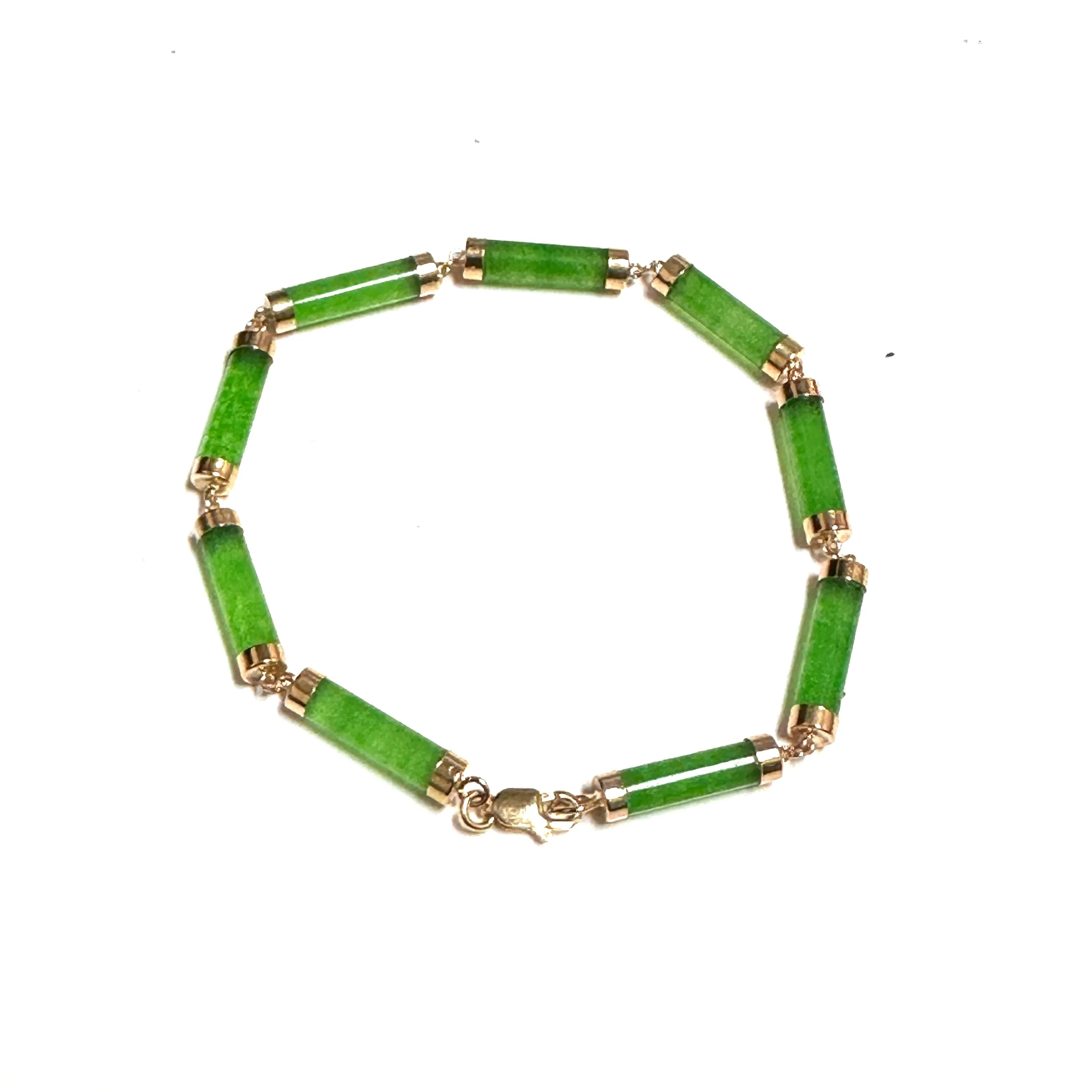14K Yellow Gold (4mm) Jade Bracelet 7.5"