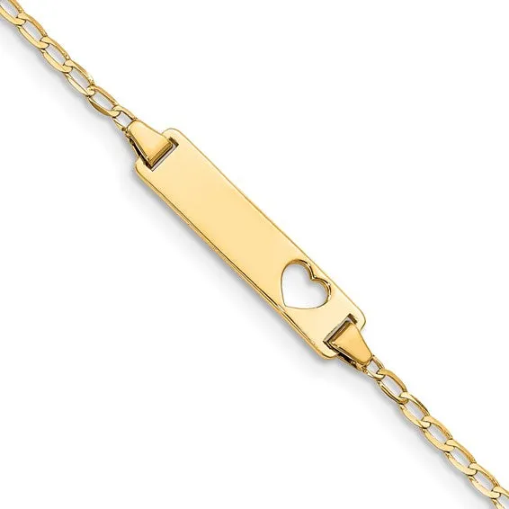 14K Yellow Gold Baby ID Bracelet with Heart Cut Out